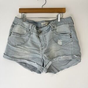 LEI Cut Off Denim Shorts Juniors Size 13 Light Blue Frayed Hem Women's 90s Y2K